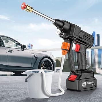 High Pressure Electric Car Washer Gun with 48v Lithium Water Jet Foam, Rechargeable (Complete Kit)