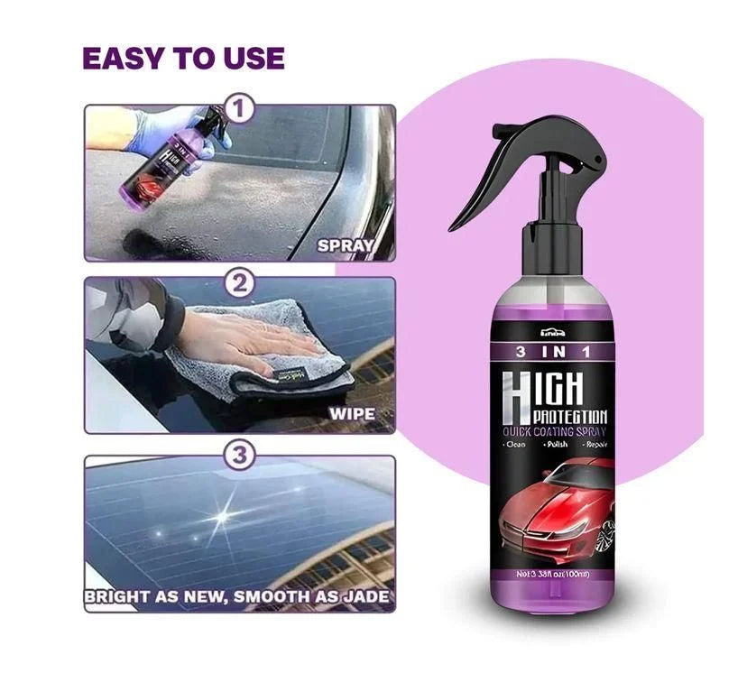 3 In 1 High Protection Quick Car Coating Spray, Ceramic Car Coating Spray Crystal Coating For Car (100 Ml)