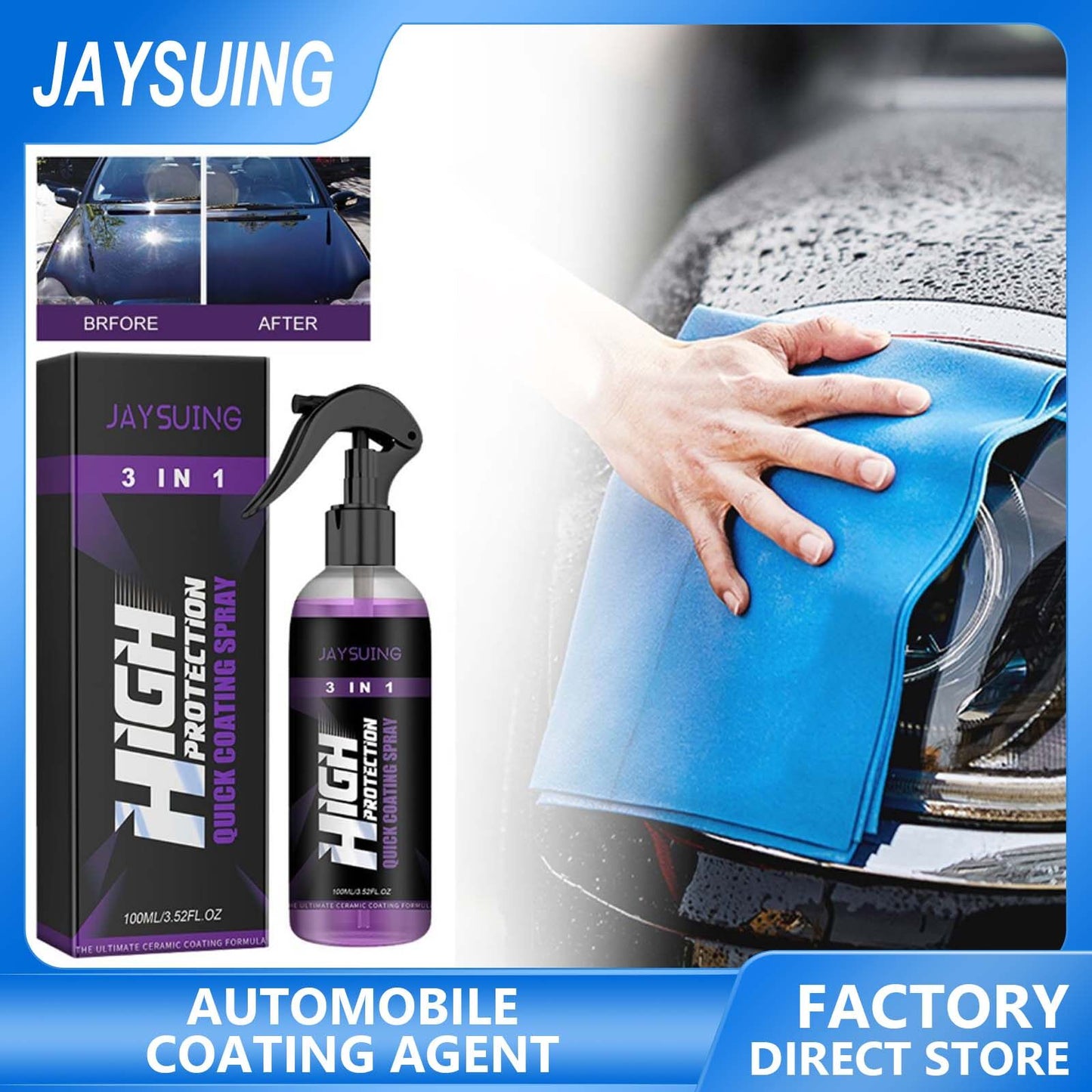 3 In 1 High Protection Quick Car Coating Spray, Ceramic Car Coating Spray Crystal Coating For Car (100 Ml)