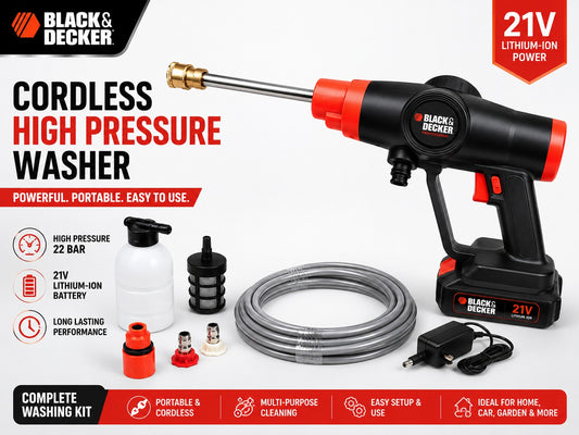 BLACK & DECKER Imported Cordless High Pressure Washer with Lithium Battery Power for Cars and Solar Panels