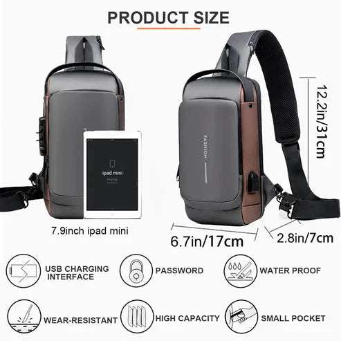 Ultimate Men's Sling Bag, Crossbody bag. Style, Comfort, and Organization in One! Chest Bag Shoulder Usb Charging