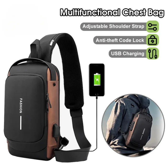 Ultimate Men's Sling Bag, Crossbody bag. Style, Comfort, and Organization in One! Chest Bag Shoulder Usb Charging